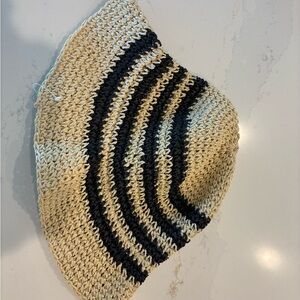 GAP Women's Straw Hat with Black Stripes